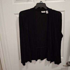 CHICO'S Travelers Sz 2 Large Black Slinky Knit Wrinkle-Resistant Cardigan Jacket